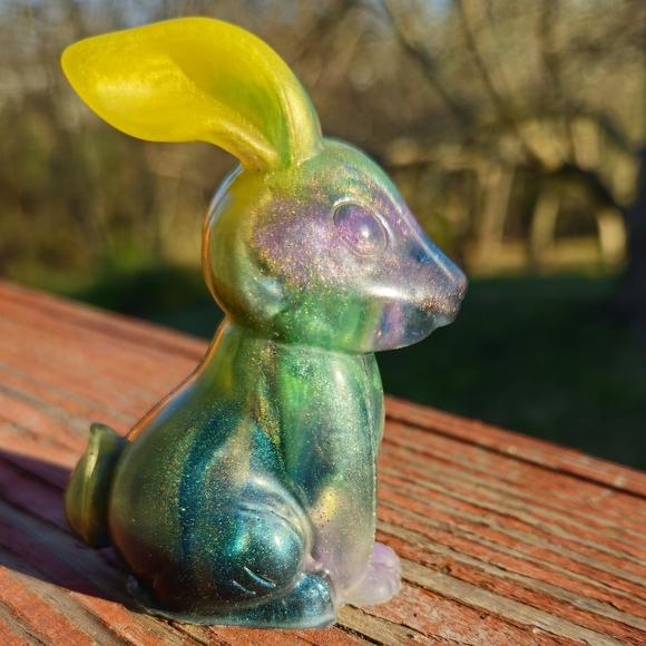 Crafted Rabbit Creative Hand Crafted | Art | Rainbow Bunny Rabbit Gift Cute Handmade Resin Art ...